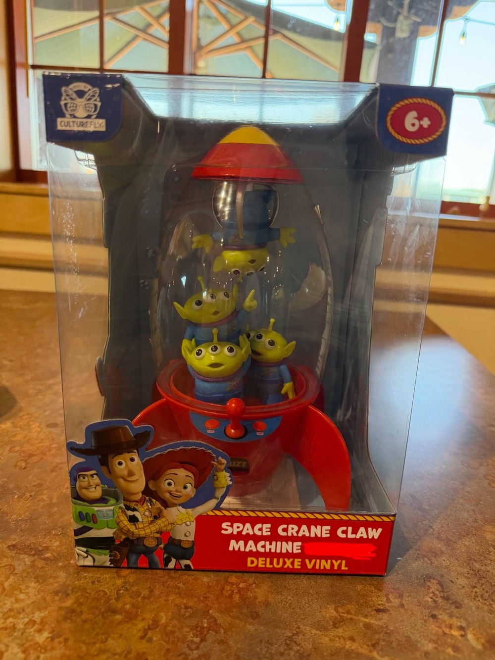 Disney Red Rocket Space Crane Claw Machine with Green Aliens